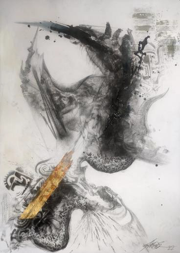 Devoidness, Ragnarök, mixed media, 100 x 70 cm, 2022