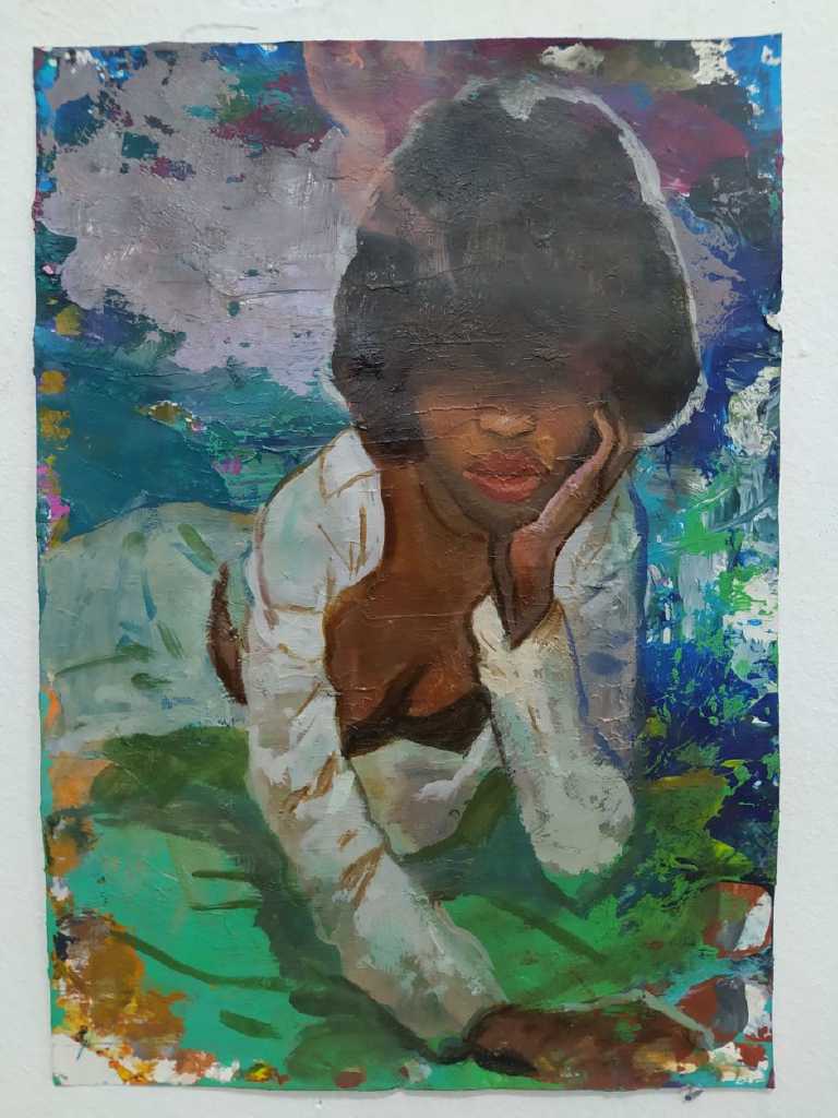 Michalis Kiousis, Anne-Gaelle, Acrylics and oils on paper mounted on wood, 29,7 x 42 cm, 2022