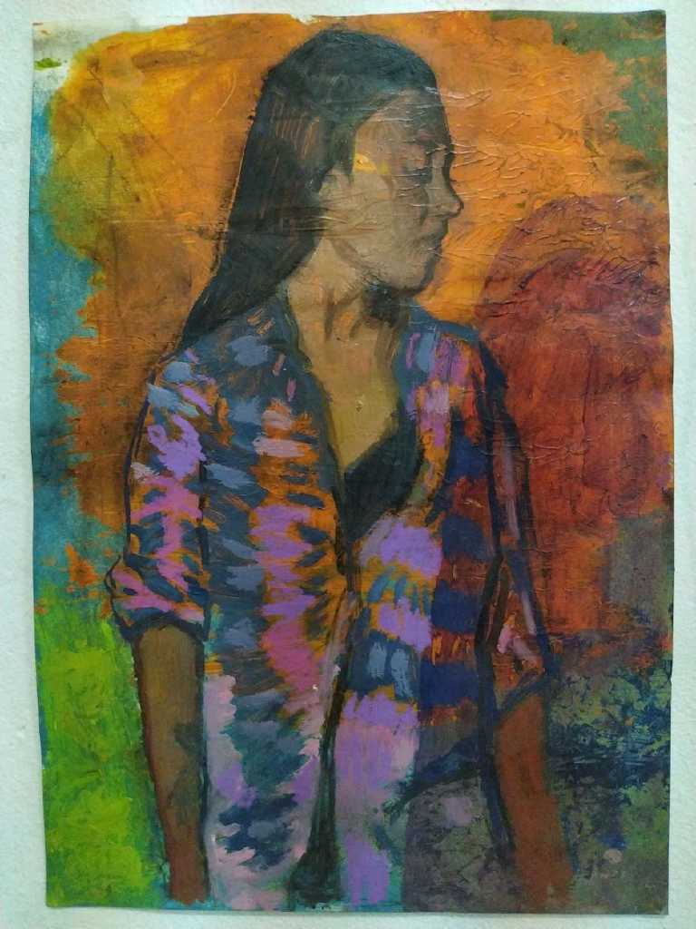 Michalis Kiousis, Isabella, Acrylics and oils on paper mounted on wood, 29,7 x 42 cm, 2022
