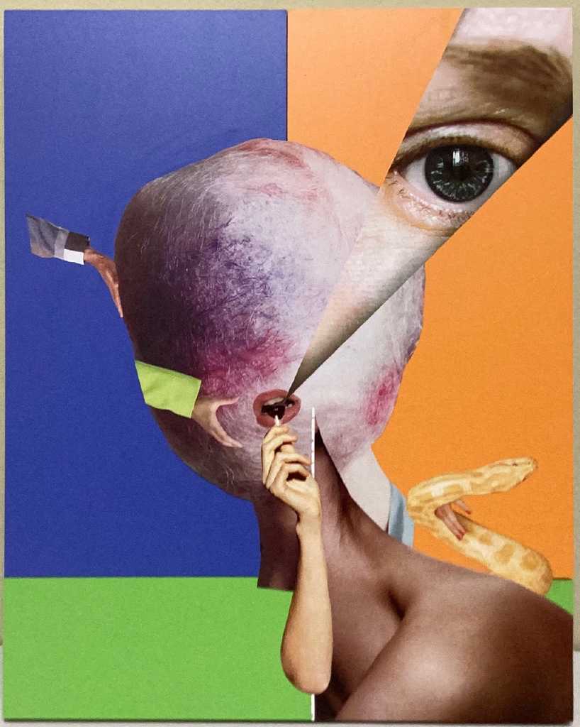 Αdreas Voussouras, A Day in Heaven, Collage on melamin, 50 x 40 x 2 cm, 2022