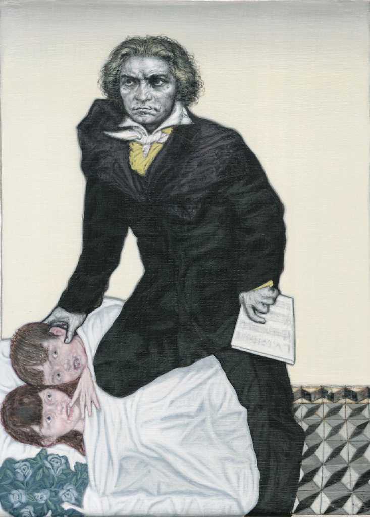 Emmanouil Bitsakis, Severe Beethoven, acrylic on canvas, 18 x 13 cm, 2015
