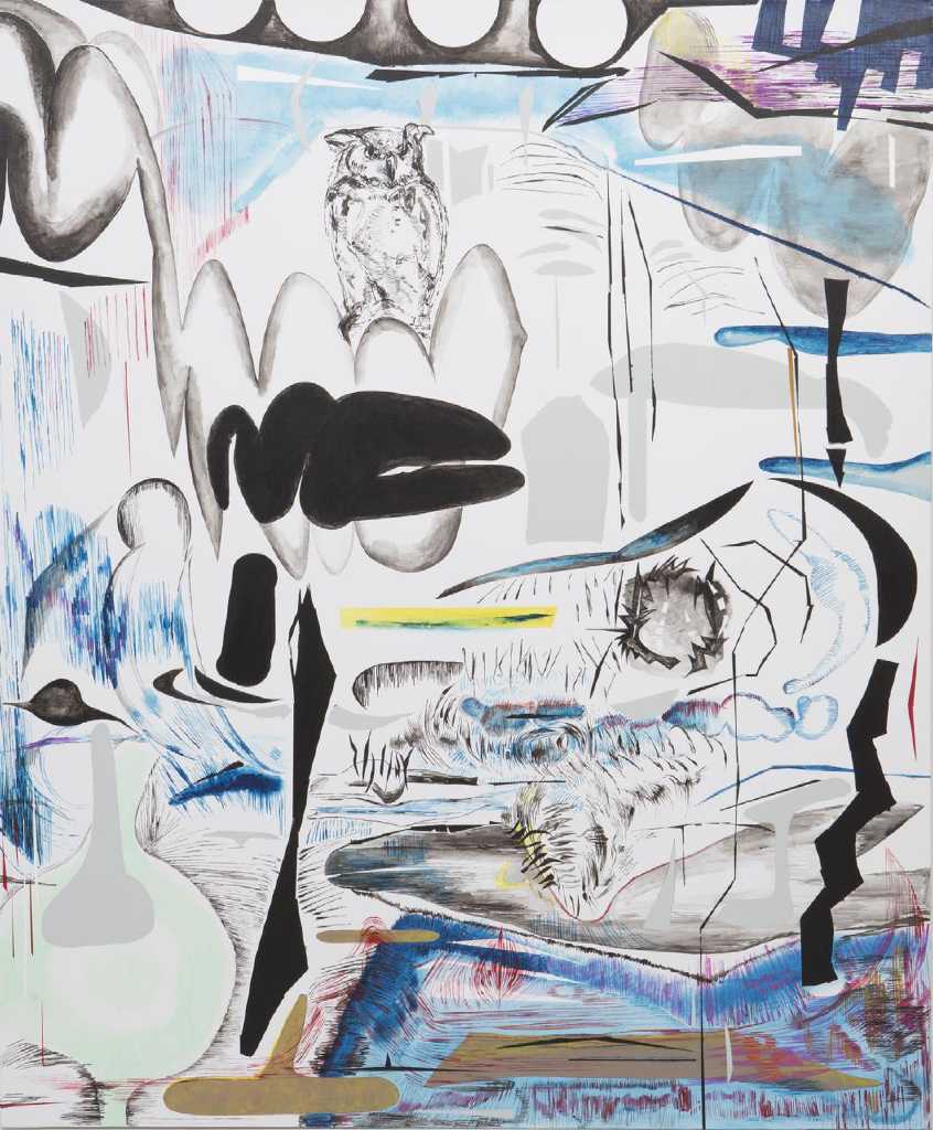 Vana Fertaki, Glaux, oil and varnish on canvas, 120 x 100 cm, 2017