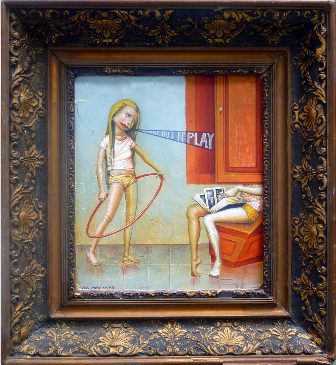 Kostas Lavdas, Come Out &lsquo;n&rsquo; Play, 42.5 x 46.5 cm, acrylic on wood 