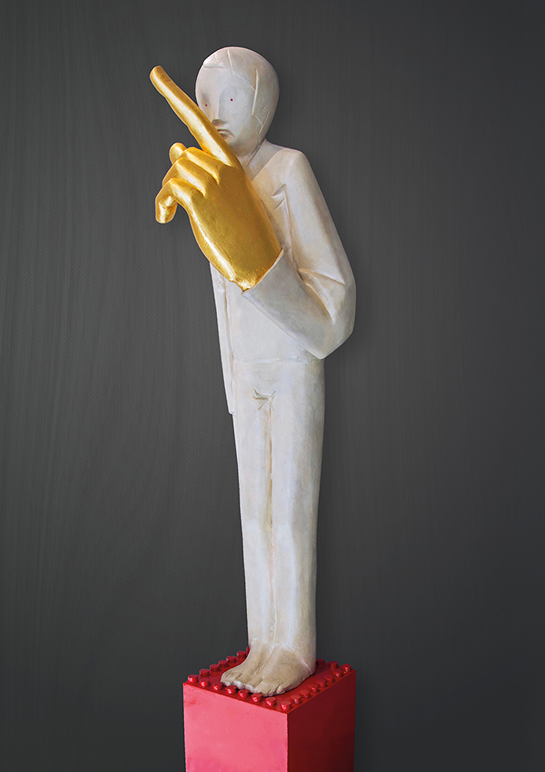 Ivan Lardschneider, Silence is gold, Bronze sculpture, height 82007 cm