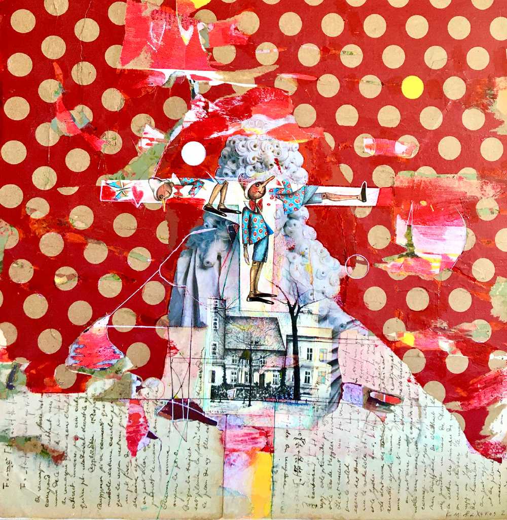 Konstantinos Patsios, Our house is falling apart, 2020, Collage on canvas, 50X50 cm