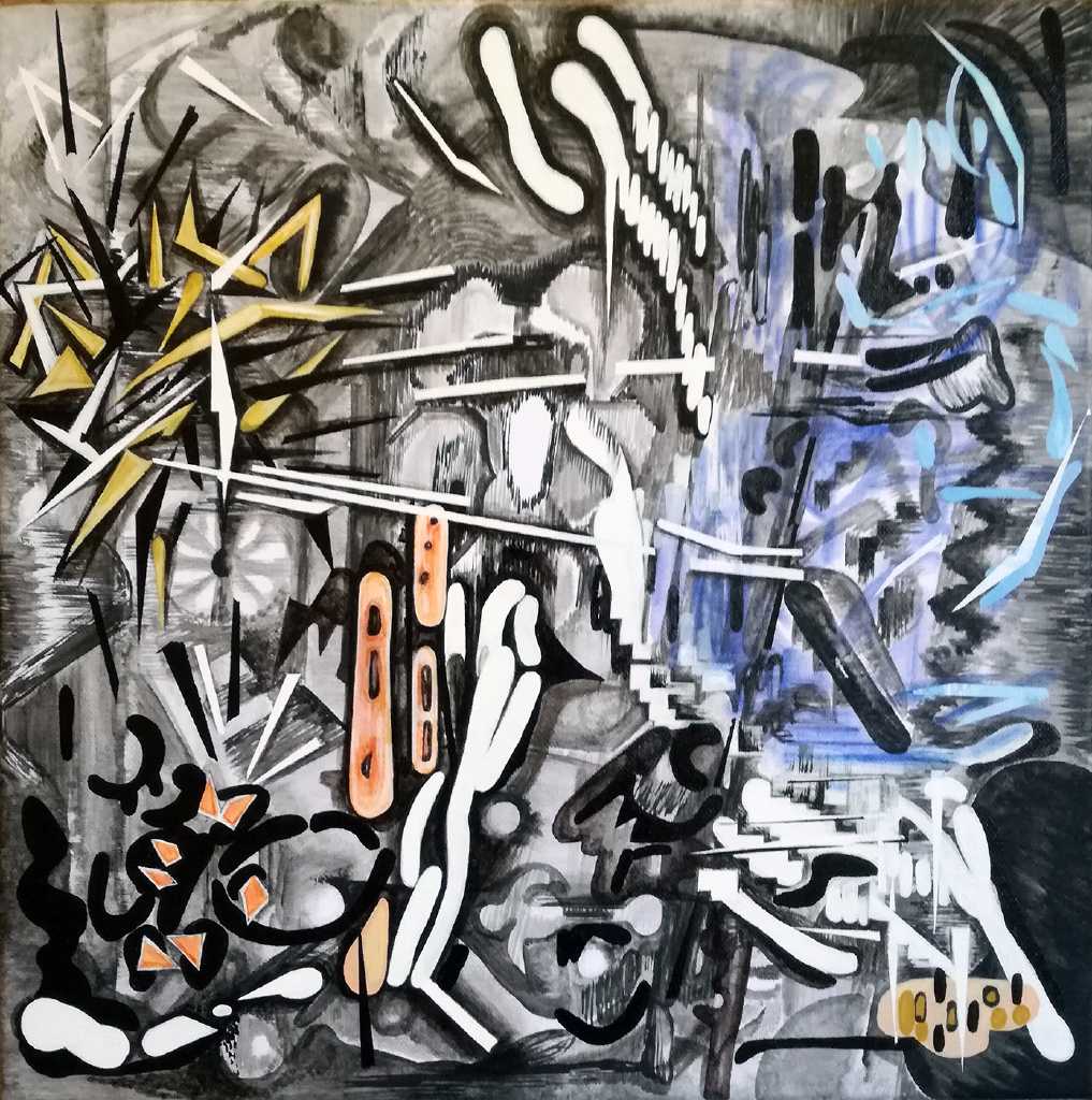 Vana Fertaki, Space, Varnish and acrylic on canvas, 40X40 cm
