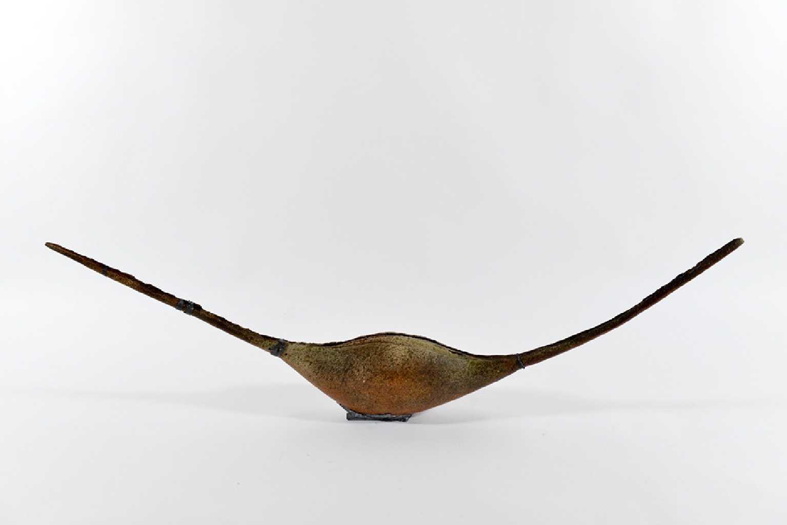 Voula Gounela, Autocarpo I, Stoneware clay, cast lead, 43 x 152 x 21 cm