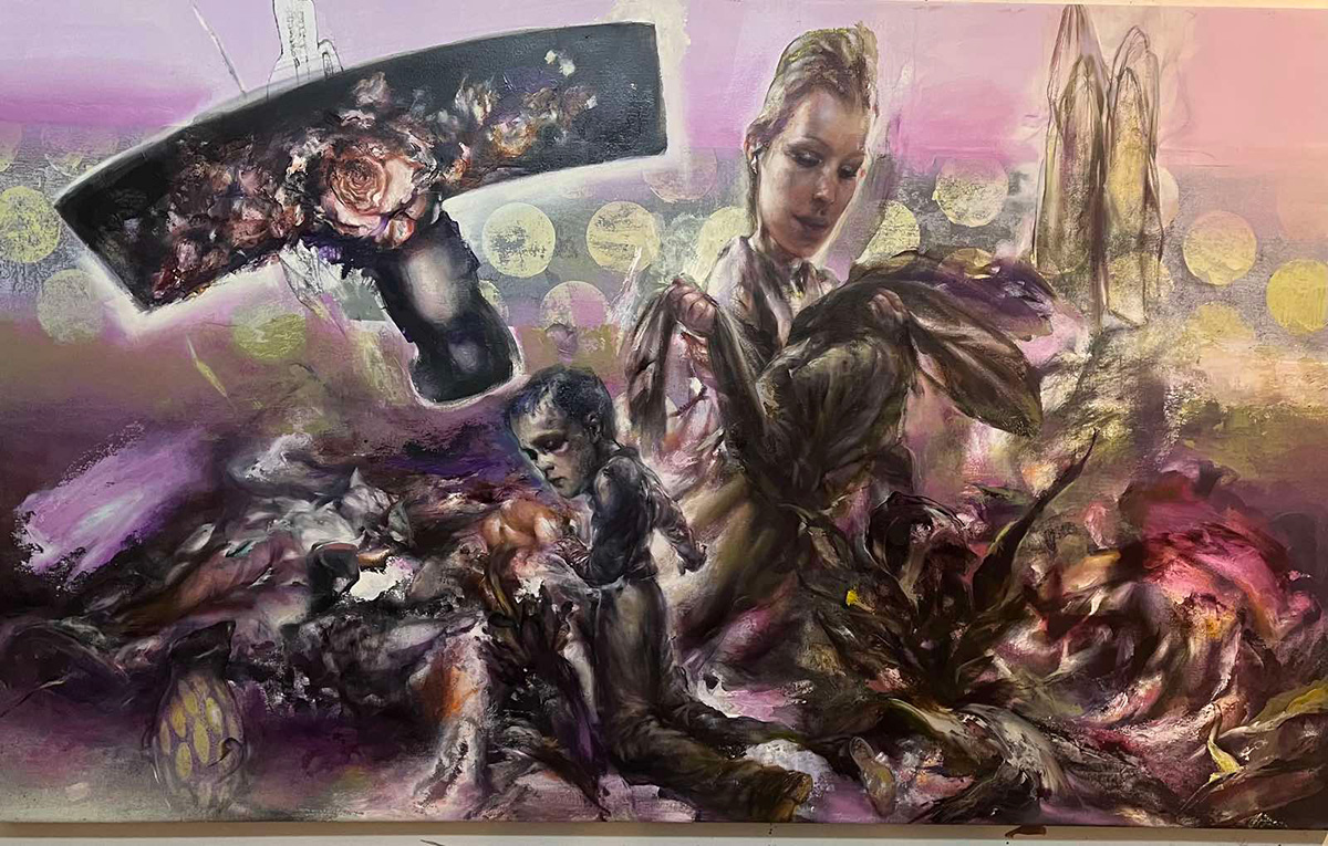 Tassos Missouras, Rotten Flowers, Oil on canvas, 105 x 170 cm