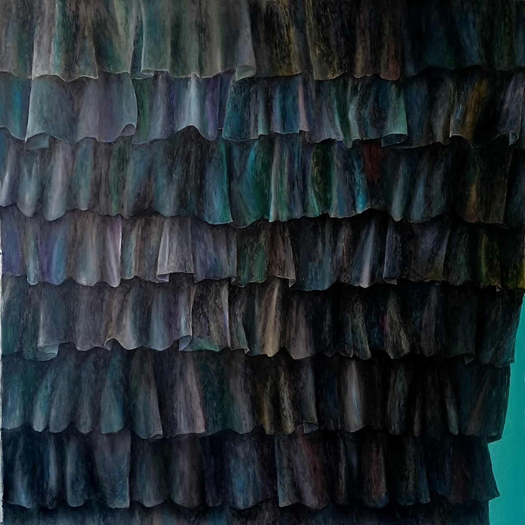 Eleni Theofilaktou, I will describe this work as a novel, Oil pastel on paper, 150 x 150 cm