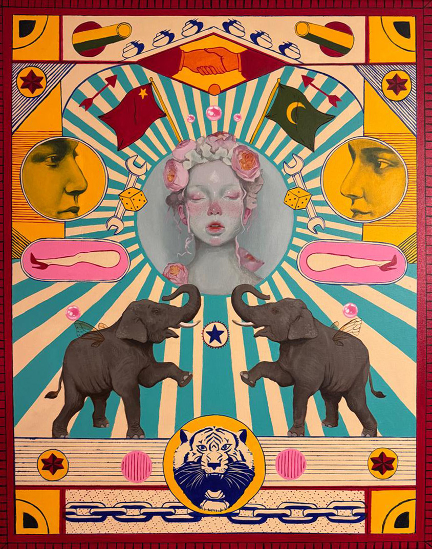 Stamatis Theoharis, All hail to the Patriarchy, Acrylics on canvas, 100 x 70 cm