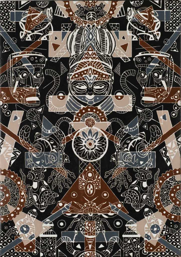 Marios Fournaris, Cultural Continuum, 35cm x 50cm, engraving, casein colors and acrylics on wood, 2018