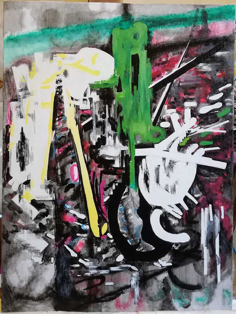 Vana Fertaki Interior, 2021, acrylics and varnish on canvas, 40 x 30 cm