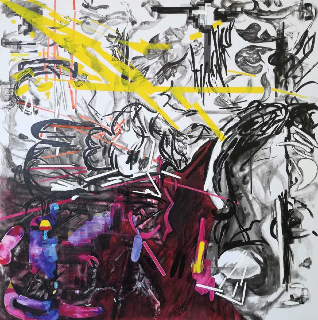 Vana Fertaki Untitled, 2021, acrylics and varnish on canvas, 100 x 100 cm