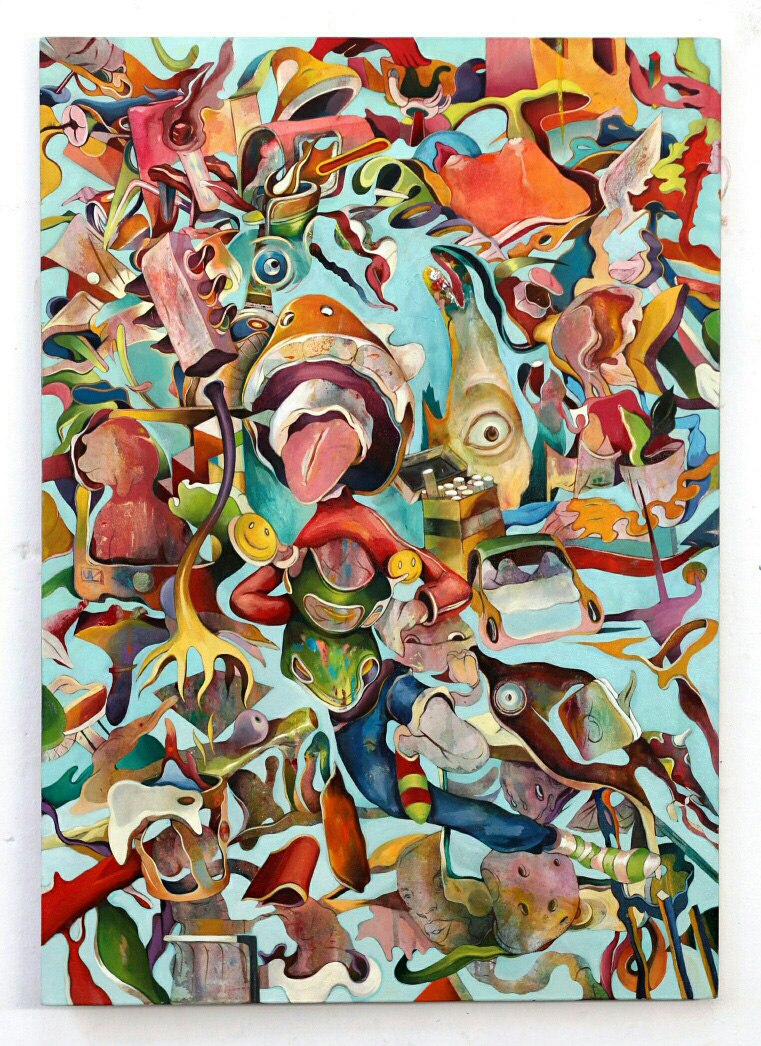 Dimitris Kokoris Fish eye detail, 2020, oils on canvas, 100 x 70 cm
