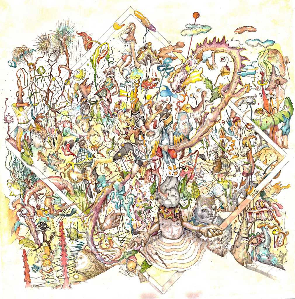 Dimitris Kokoris Visions, 2020, ink and watercolor on paper, 50 x 50 cm