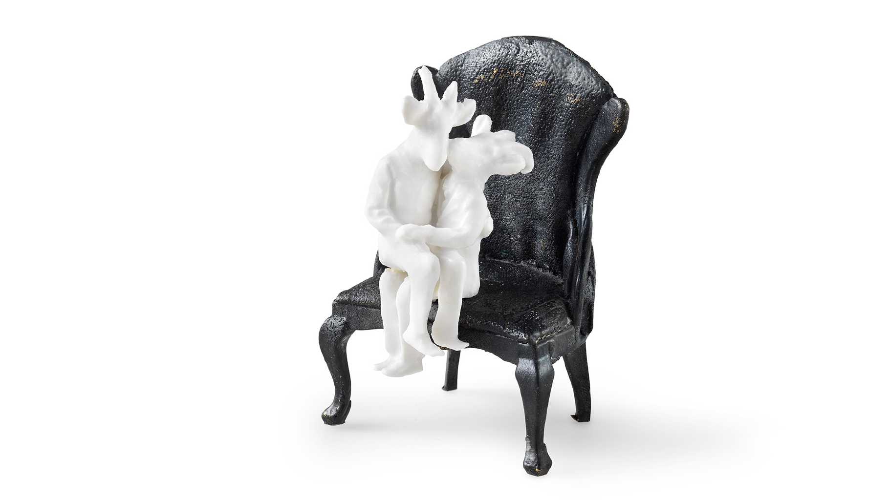 Kyriaki Mavrogeorgi Honeymoon, 2021, porcelain and oxidised bronze, h. 9 cm