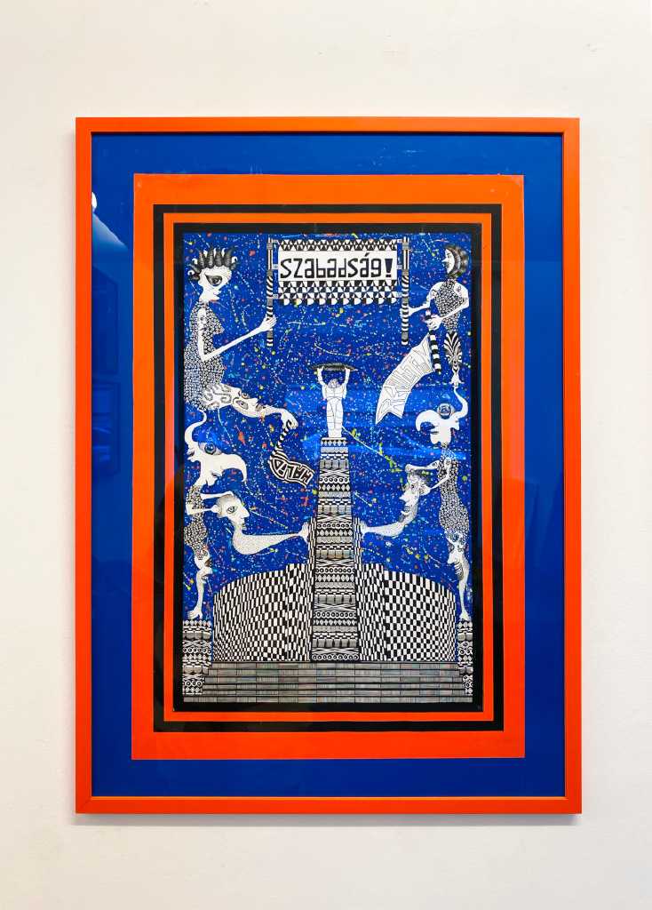 Halid Chrisinas Elaggan, A Contemporary Vision of The Powerful Hungarian Statue of Liberty, collage - mixed media on paper, 72 x 52 cm, 2022