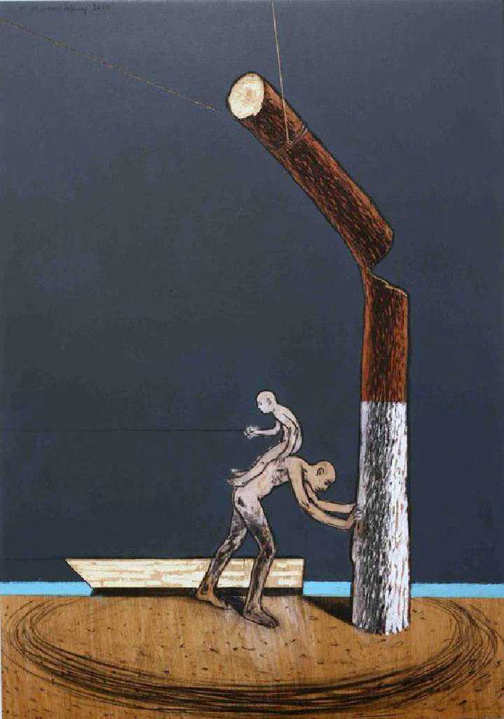 Untitled, acrylic and charcoal on wood, 70 x 100 cm, 2010