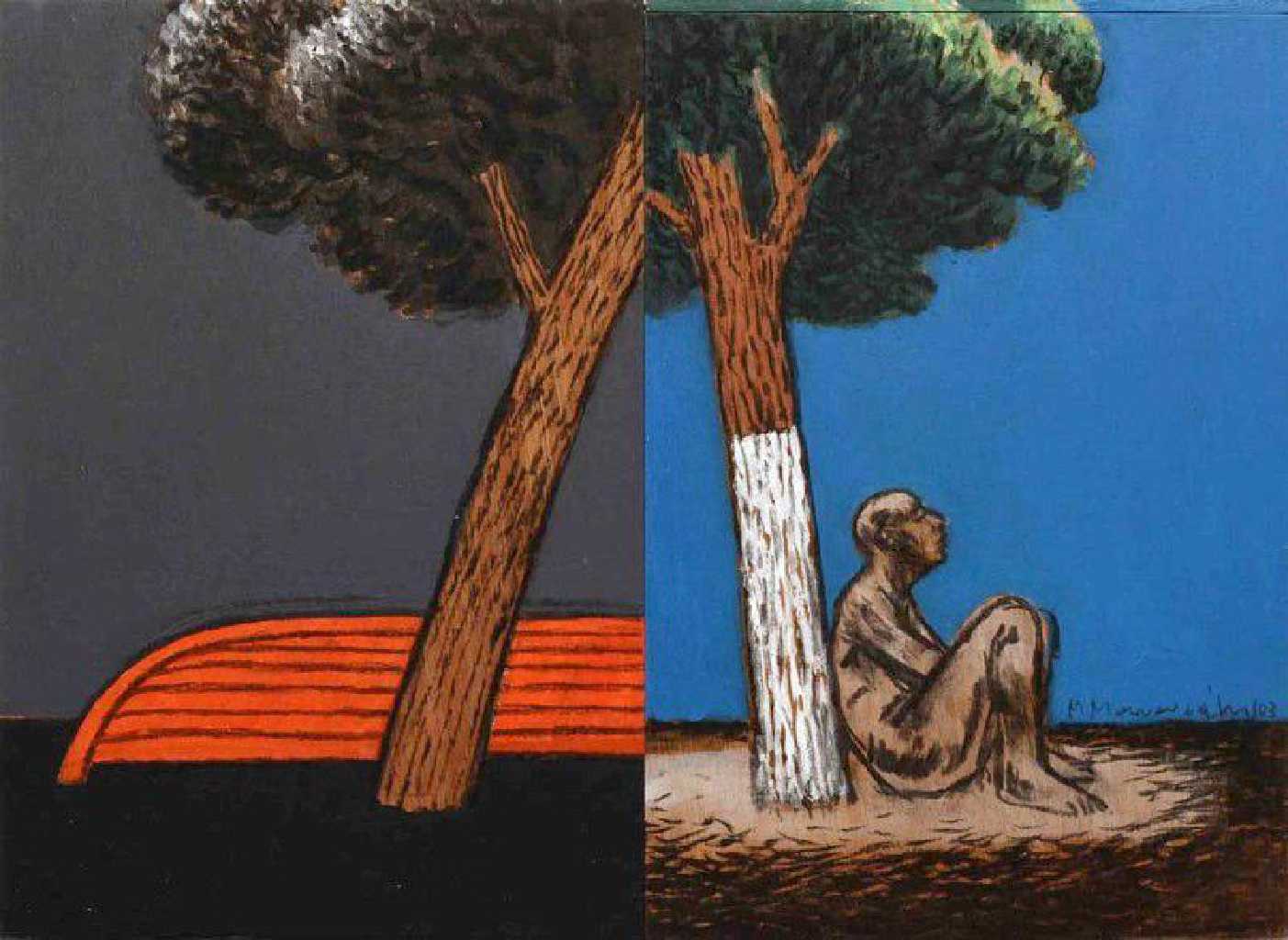 Untitled, acrylic and charcoal on wood, 34 x 48 cm, 2006
