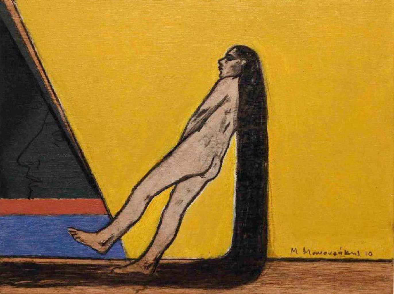 Untitled, acrylic and charcoal on wood, 30 x 40 cm, 2009