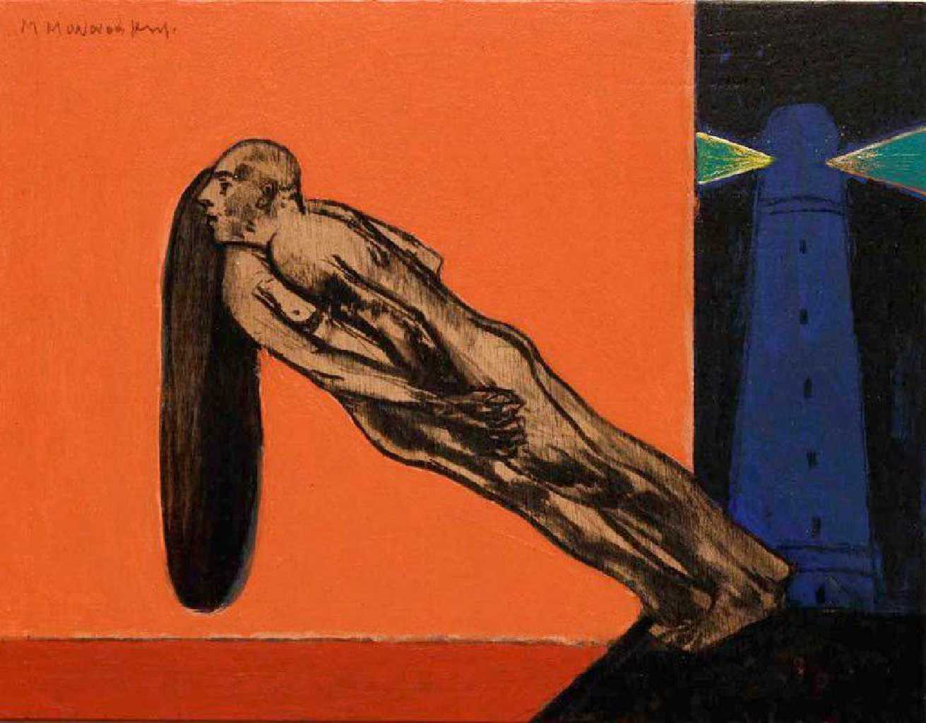 Untitled, acrylic and charcoal on wood, 35 x 27 cm, 2009
