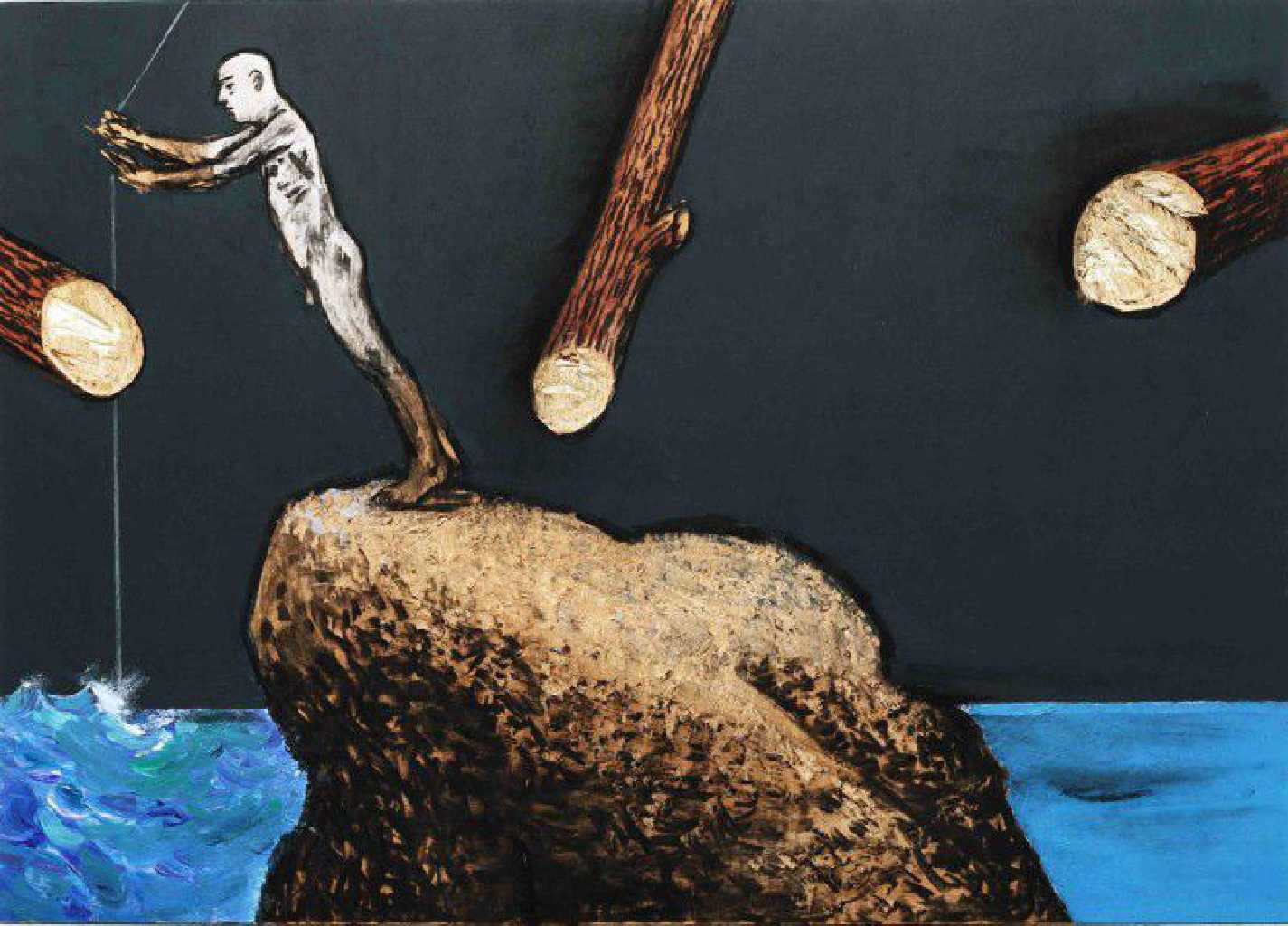 Untitled, acrylic and charcoal on wood, 50 x 70 cm, 2010