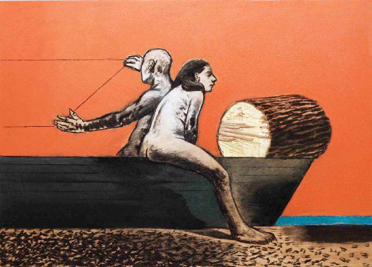 Untitled, acrylic and charcoal on wood, 50 x 70 cm, 2010