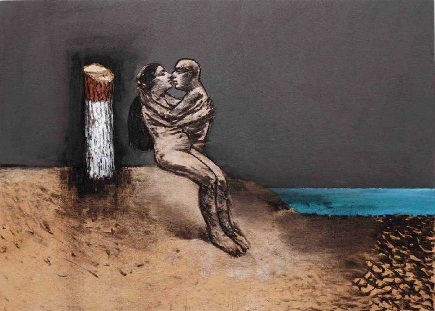 Untitled, acrylic and charcoal on wood, 50 x 70 cm, 2010