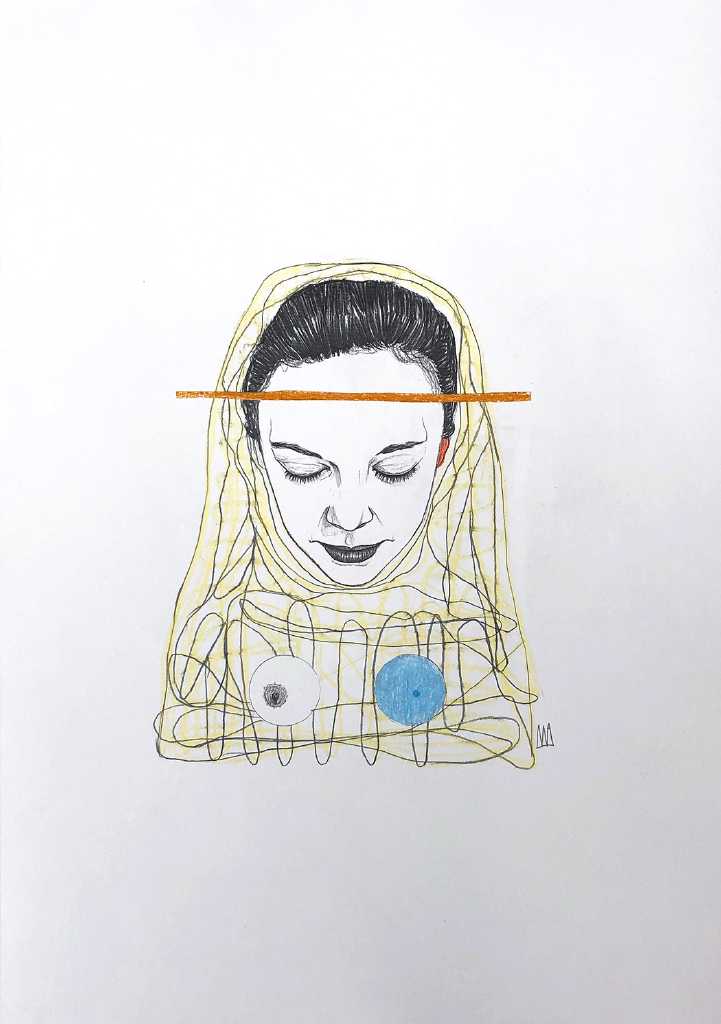 Mateo Andrea, DÖLL, mixed media on paper, 29.7 x 42 cm, 2020