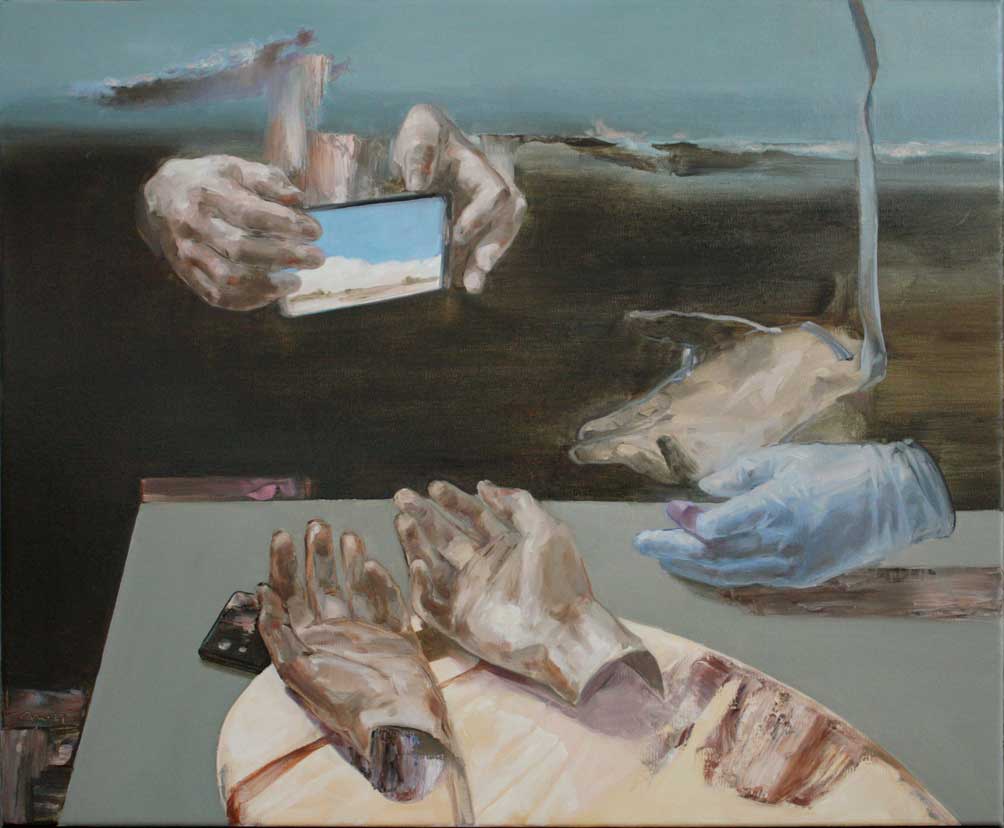 Mózes Incze, The Promised Land (2020), oil on canvas, 55 x 65 cm