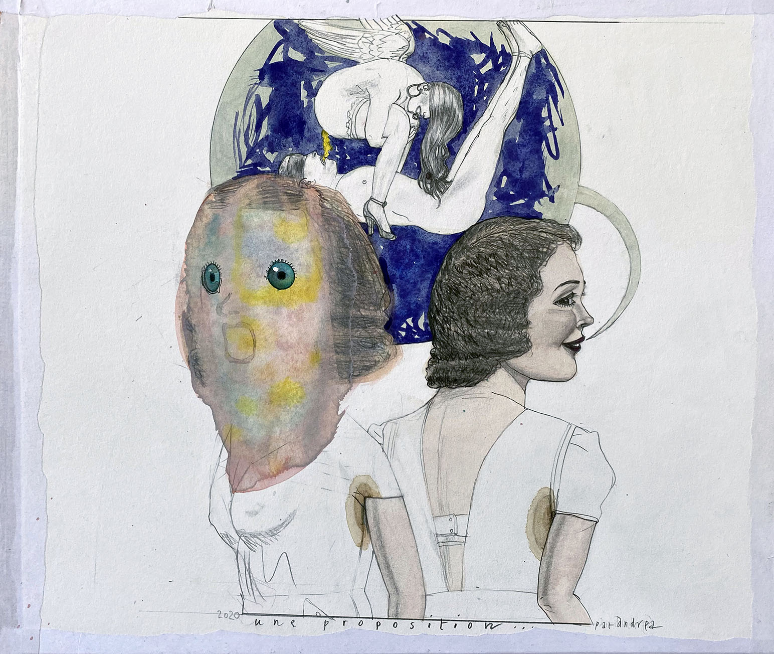 Pat Andrea, Une proposition, mixed media on paper, 40 x 45 cm, 2020