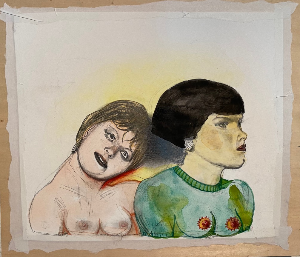 Elisabeth, mixed media on paper, 40 x 45 cm, 2020