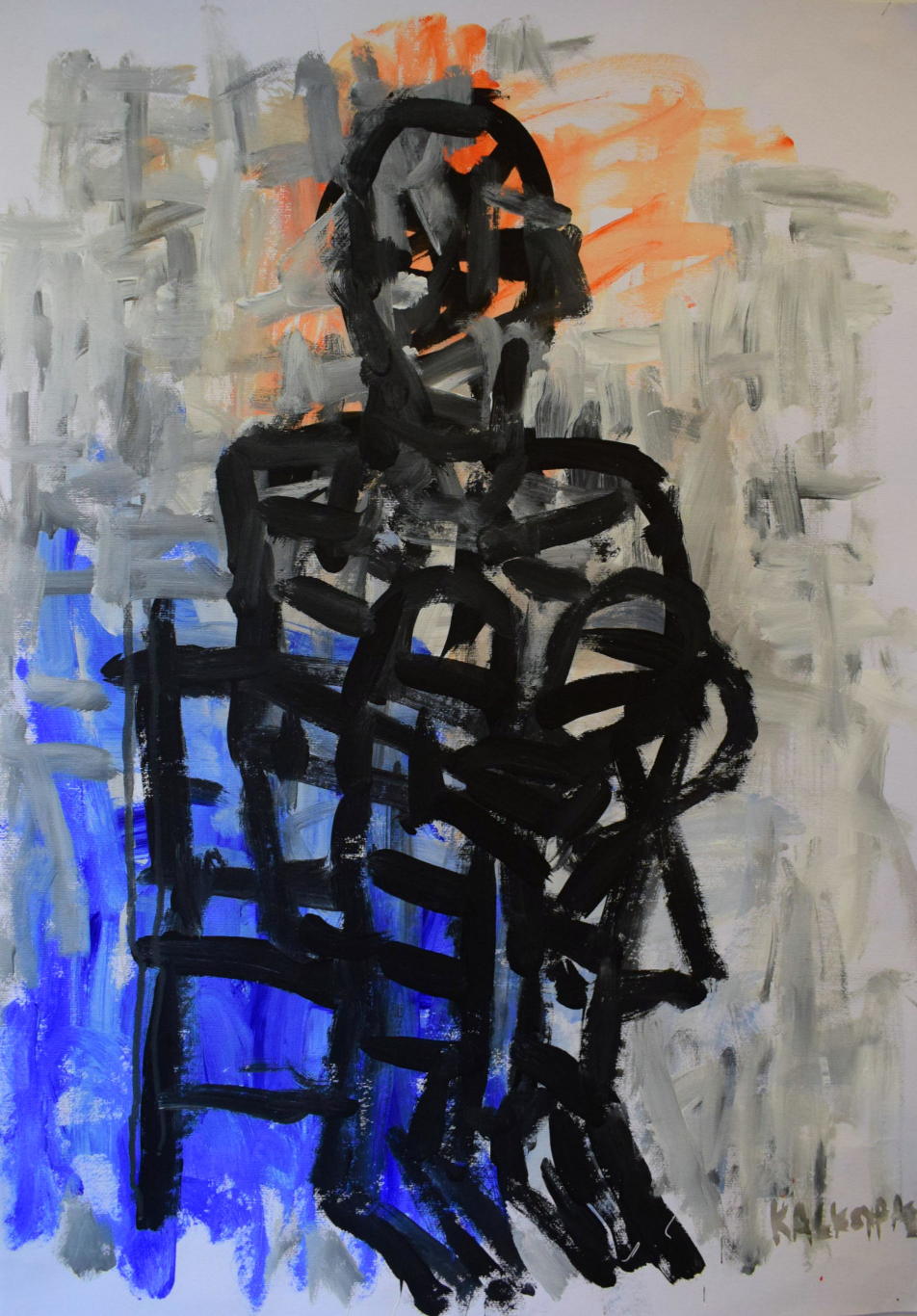 Human sitting, Acrylics on paper, 50 x 70 cm, 2019