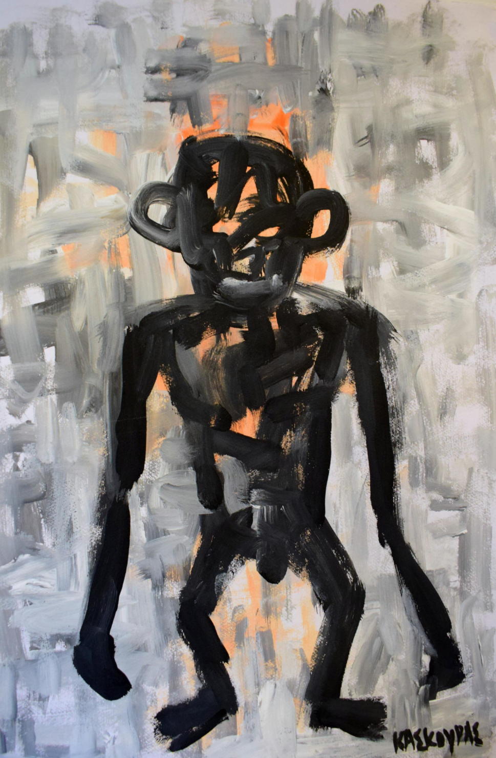 Monkey, Acrylics on paper, 35 x 50 cm, 2019