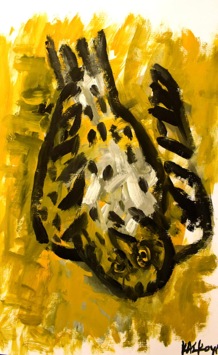 Owl, Acrylics on paper, 35 x 50 cm, 2019