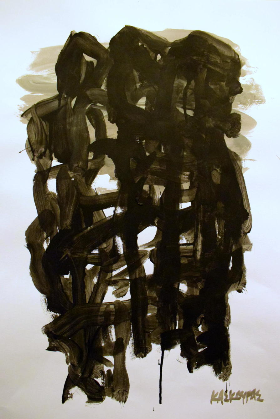 Three humans, Acrylics on paper, 50 x 70 cm, 2019