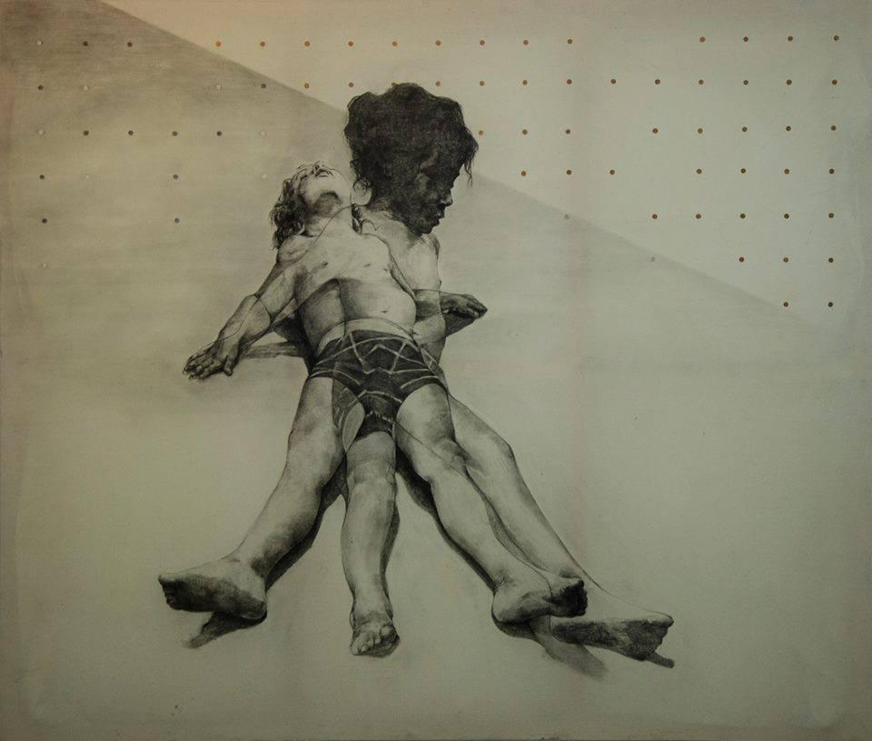 Spyros Prokopiou, Cuprum-Less, charcoal and pencil on canvas, 200 x 170 cm 2014