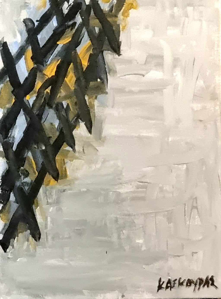 Fence, acrylics on canvas50 x 40 cm, 2023