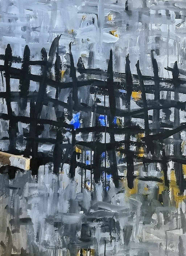 Fence, acrylics on paper and canvas100 x 80 cm, 2023