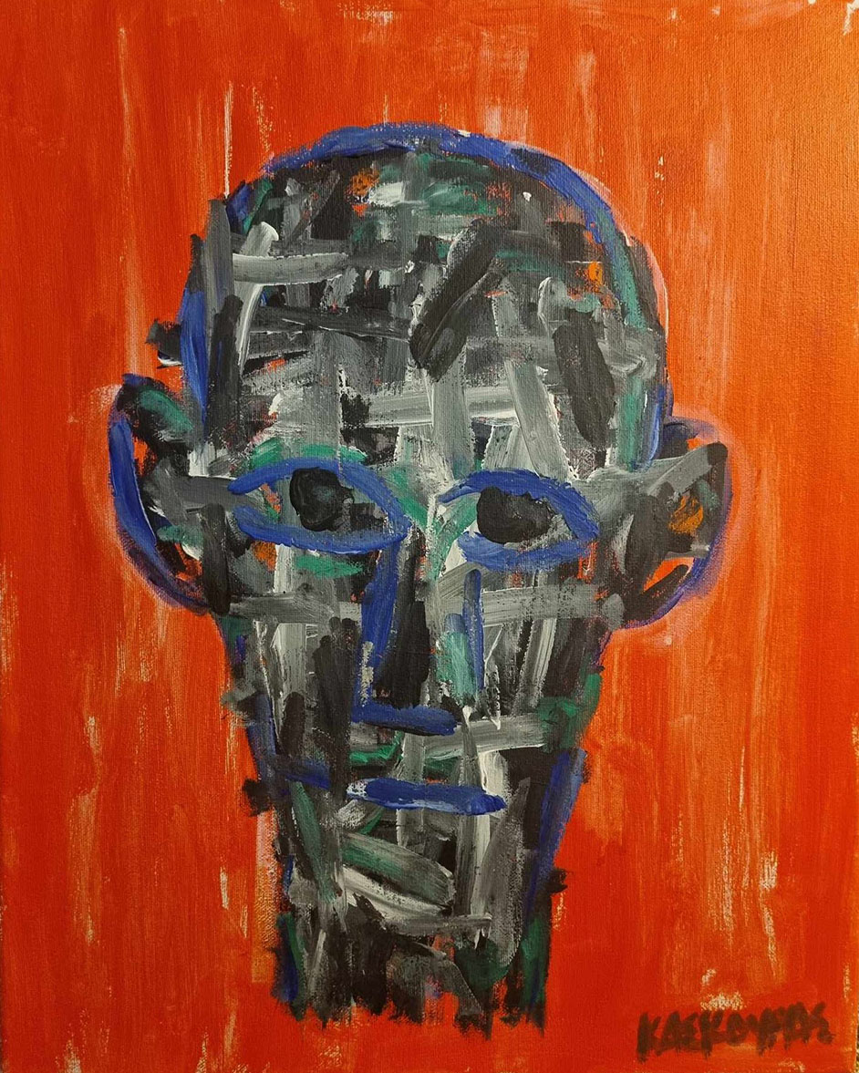 Head, acrylics on canvas 50 x 40 cm, 2023