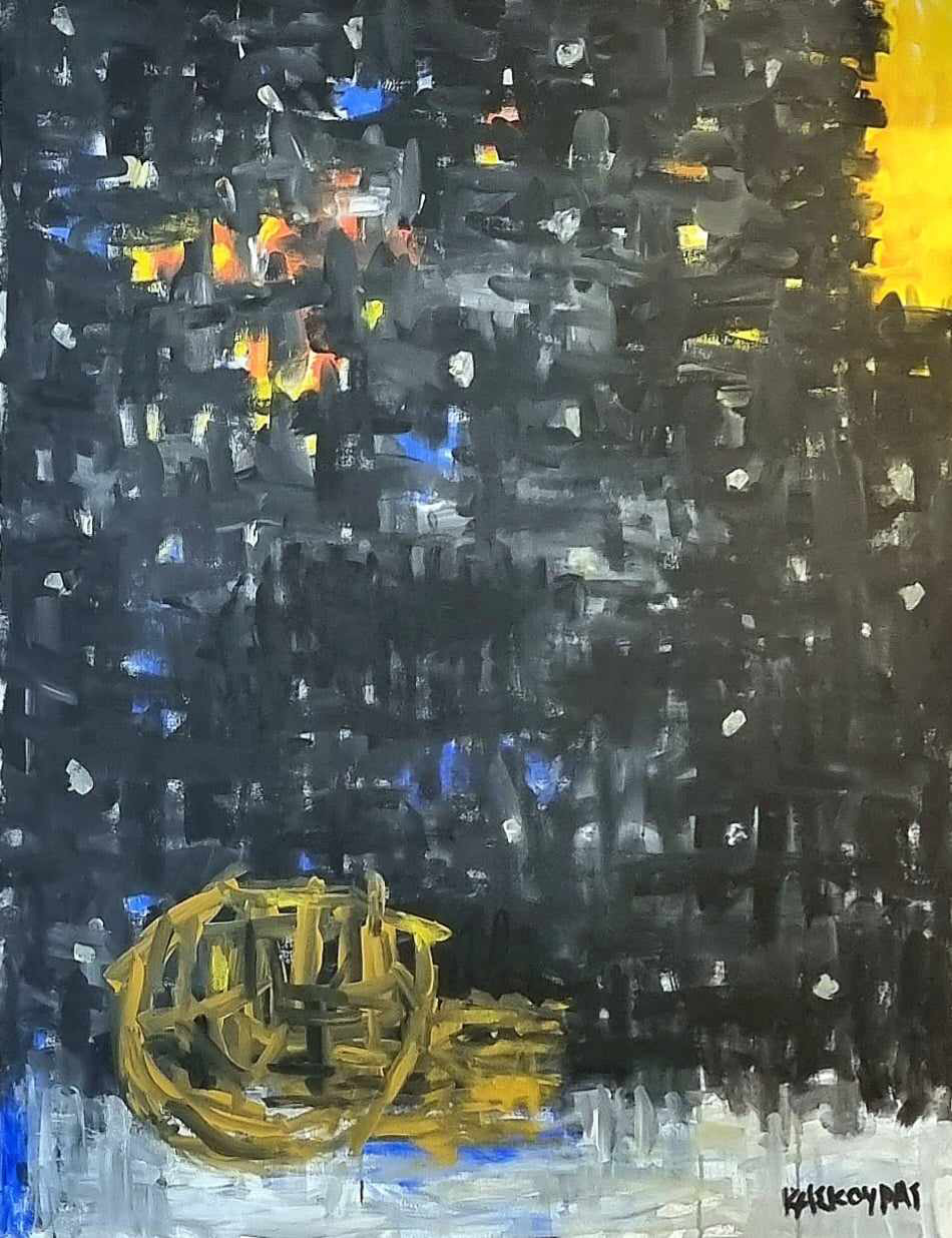 Night, acrylics on paper and canvas 100 x 80 cm, 2023