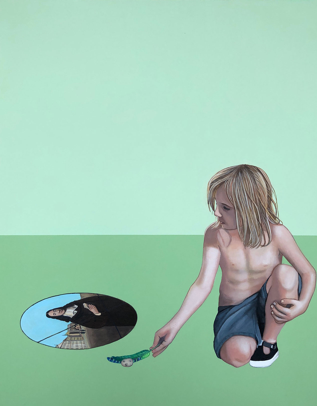 Cristina Ruiz Guinazu, Les causes extérieures, acrylics on canvas, 92 x 73 cm, 2019