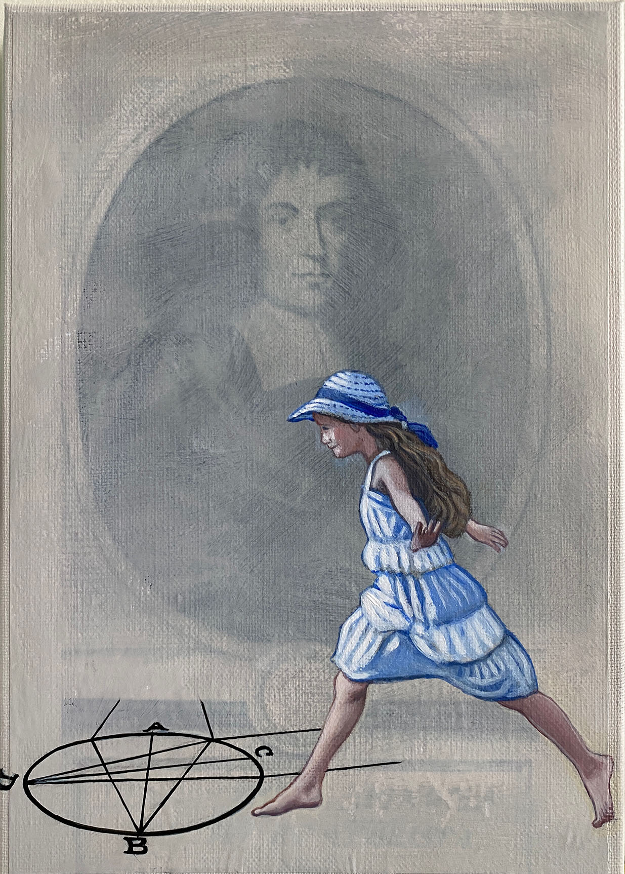 Cristina Ruiz Guinazu, L'oeil de Spinoza, collage and acrylics on canvas, 27 x 19 cm, 2021