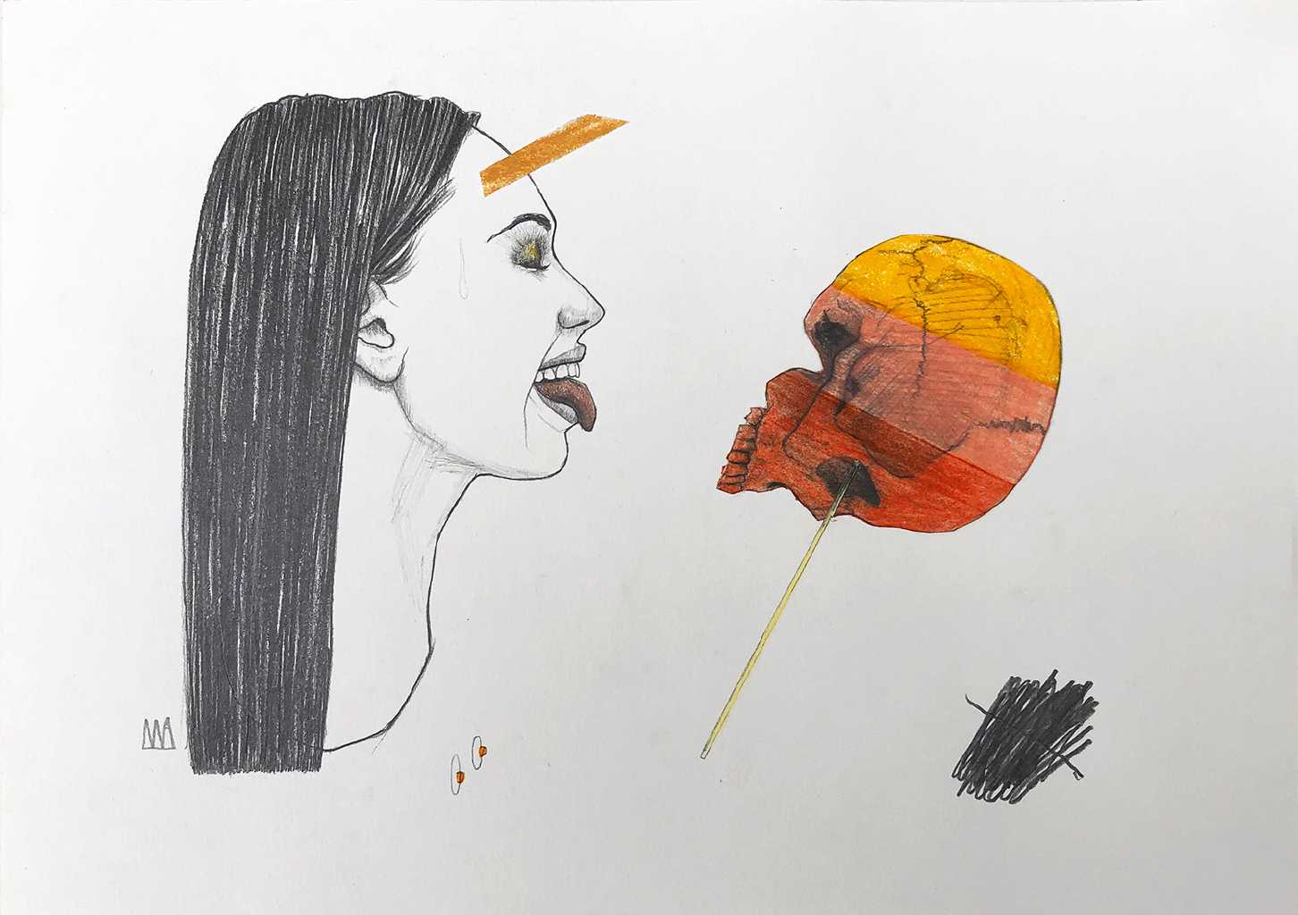 Mateo Andrea, LOLLIPOP, mixed media on paper, 21 x 29.7 cm, 2020