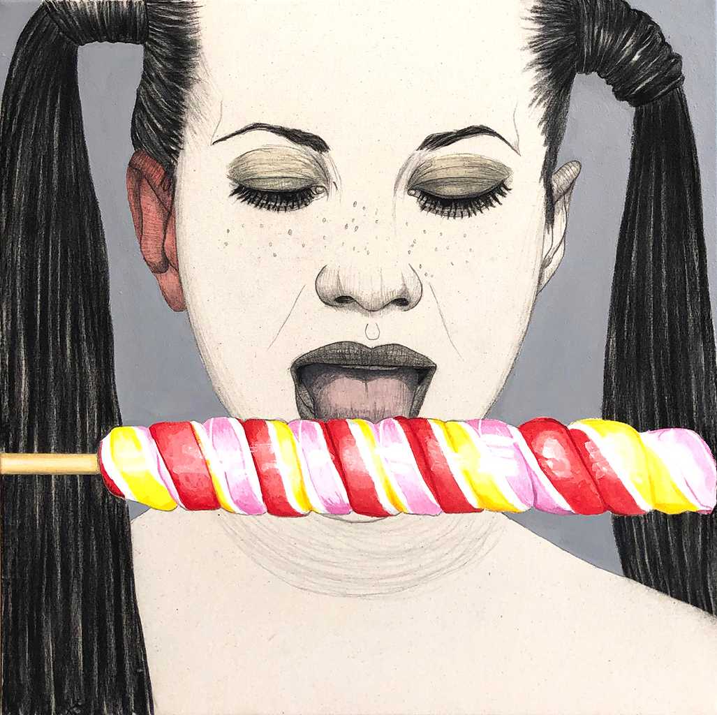 Mateo Andrea, PIRULO, mixed media on canvas, 50 x 50 cm, 2020