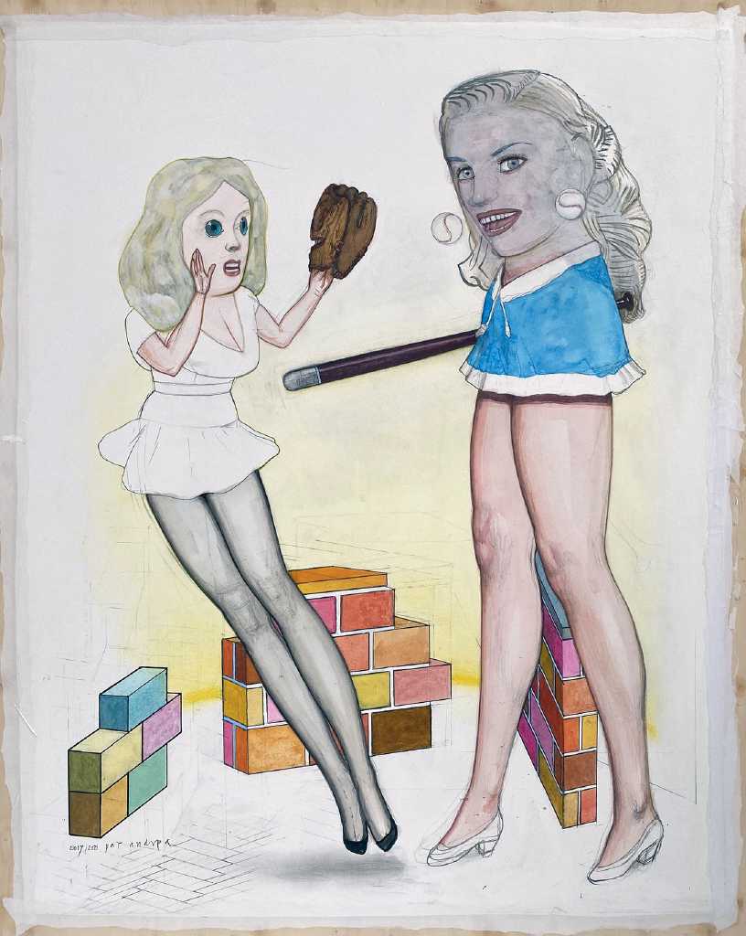 Pat Andrea, Les sportives, mixed media on paper, 100 x 80 cm, 2017 - 2021