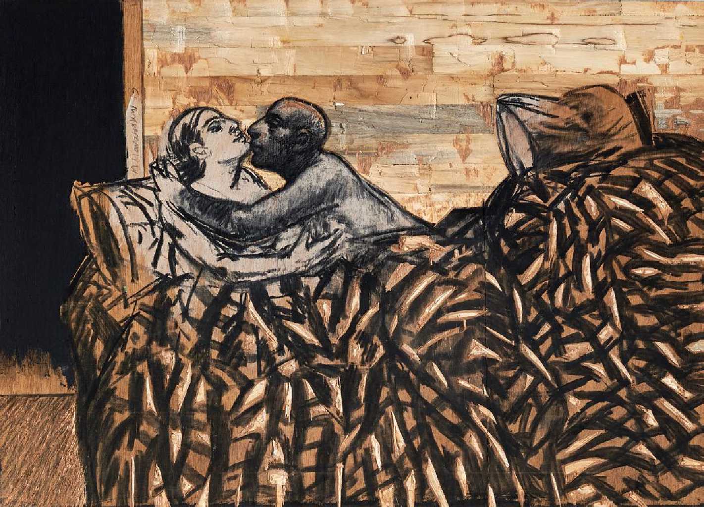 Michalis Manousakis, acrylics, charcoal and woodcarving, 50 x 70 cm, 2013
