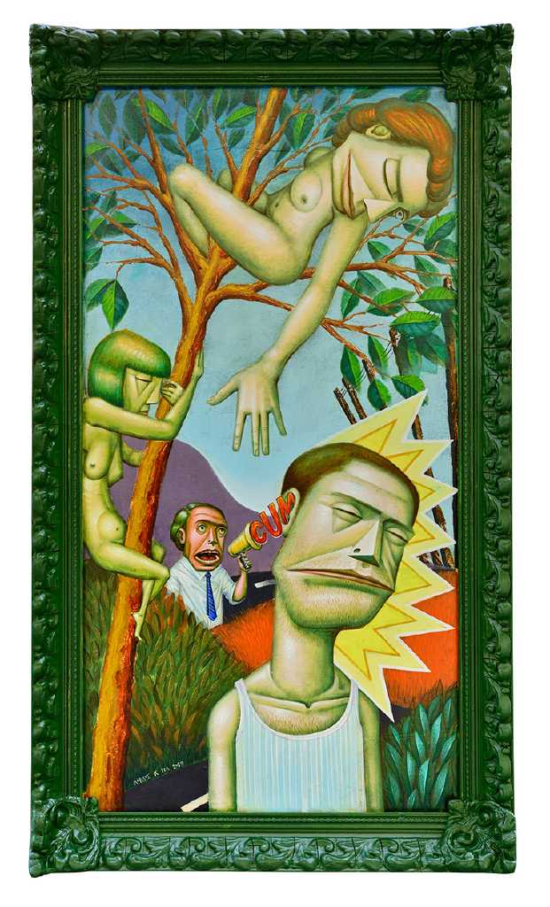 Cum as you are, 51,5 x 91,5 cm, Acrylics on wood