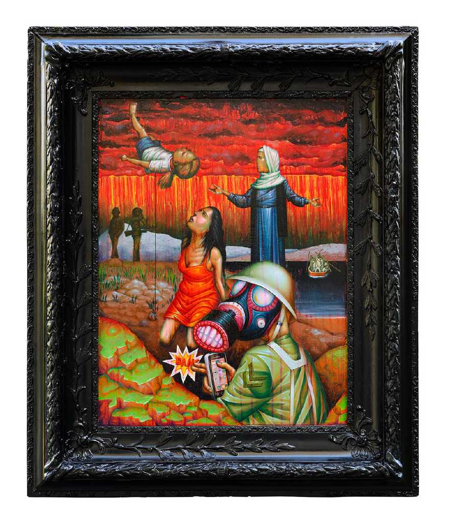 The inflatable balloon, 76,5 x 91,5 cm, Acrylics on wood