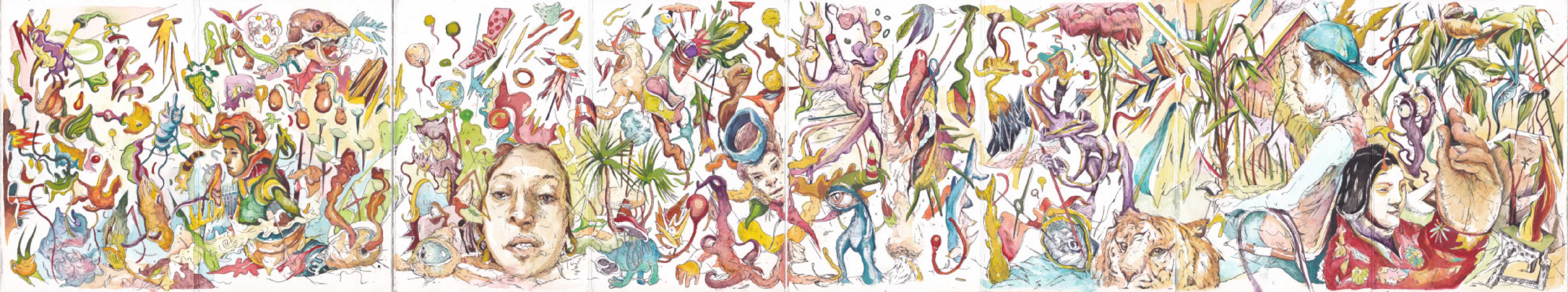 Folding Screen,ink and watercolor on paper20 x 200 cm2022
